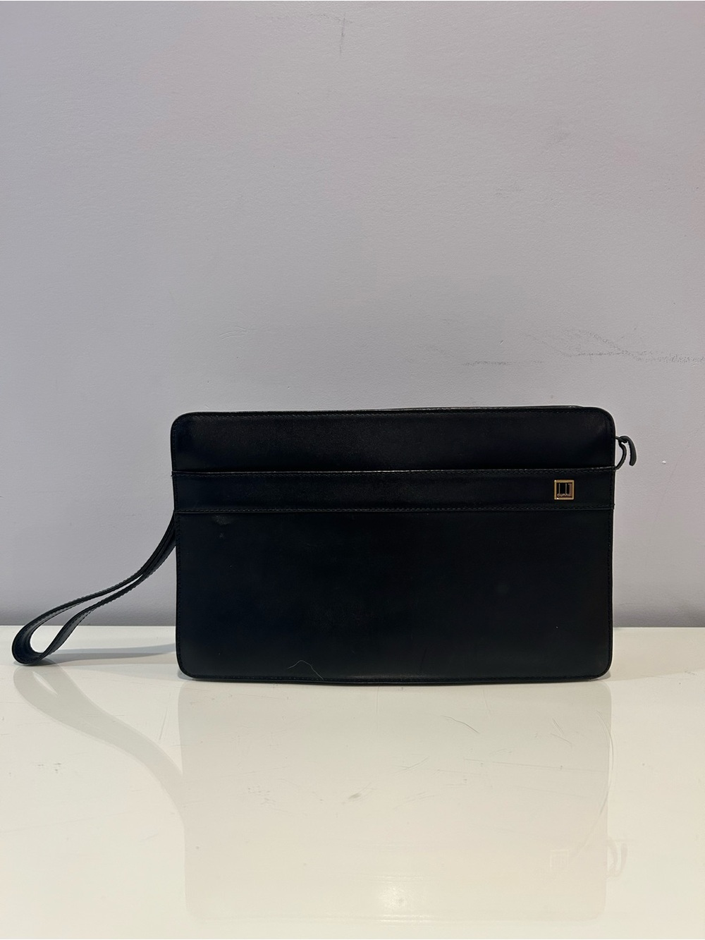 Dunhill Classic Black Men's Leather Wristlet Clutch